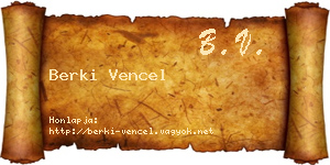 Berki Vencel névjegykártya